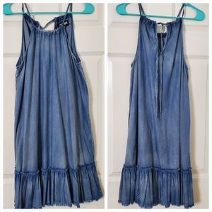 NWOT DO+BE Chambray Dress Ruffle Hem Size S